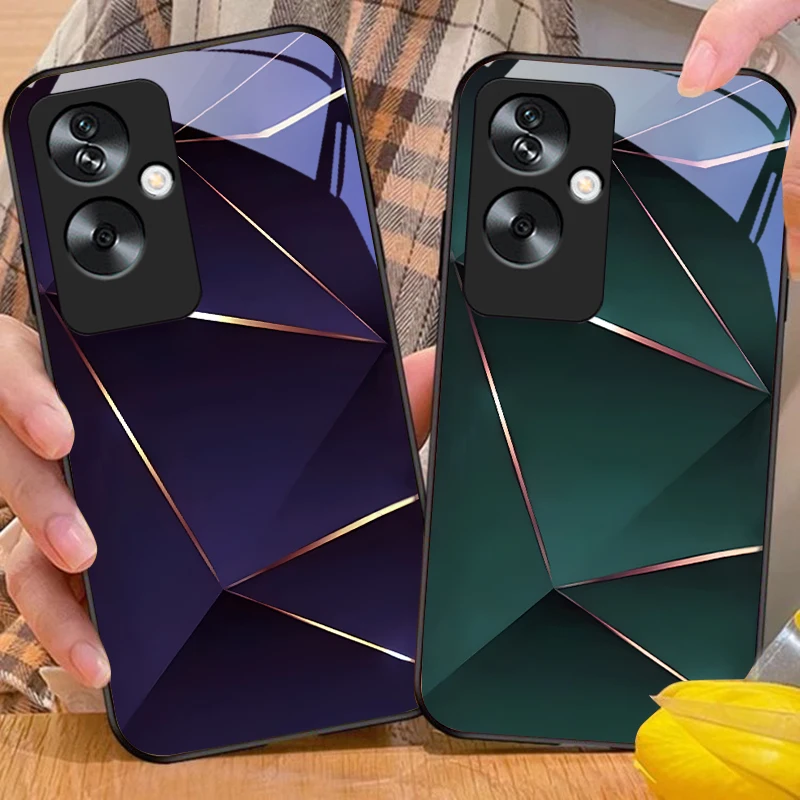 Geometric Prism Tempered Glass Black Phone Case