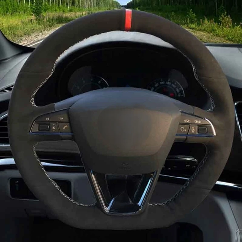 Coprivolante Per Auto In Pelle Scamosciata Nera Per Seat Leon Cupra Leon St Cupra Leon St Cupra 2013-2019 Ateca Cupra Ateca Fr 2016-2019