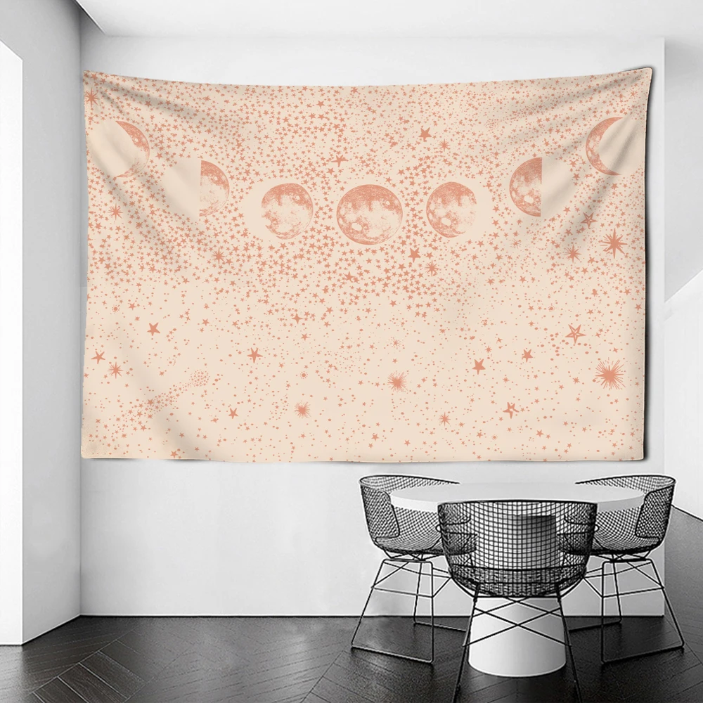 Moon Phase Sun Black and White Tapestry Wall Hanging Boho Hippie Tapiz Cosmic Art Dorm Psychedelic Home Decor
