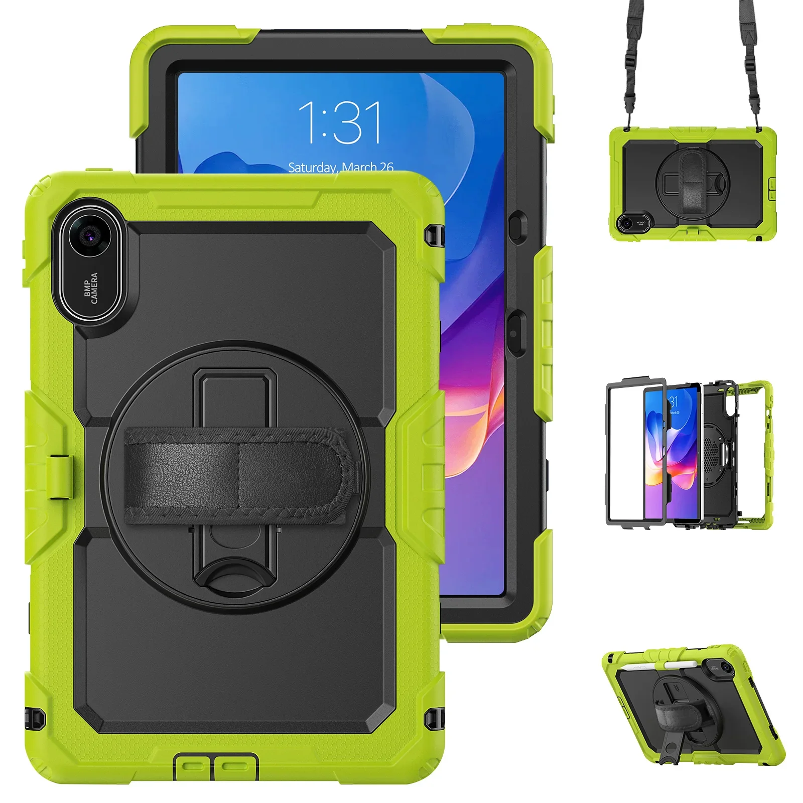 Heavy Duty Shockproof Tablet Case with Screen Protectors & Shoulder Strap