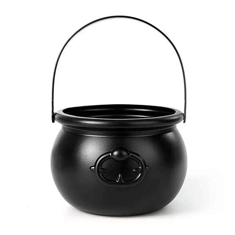 Trick Or Treat Bucket Halloween Witch Candy Bucket Snack Pot Cauldron Halloween Decor With Handle Candy Basket Bowl Holder For