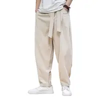 Men's Summer Cotton Linen Casual Pants Comfortable Soft Fashionable Trousers Elastic Waist Wide Leg Pants Japan Style Men Pants 1