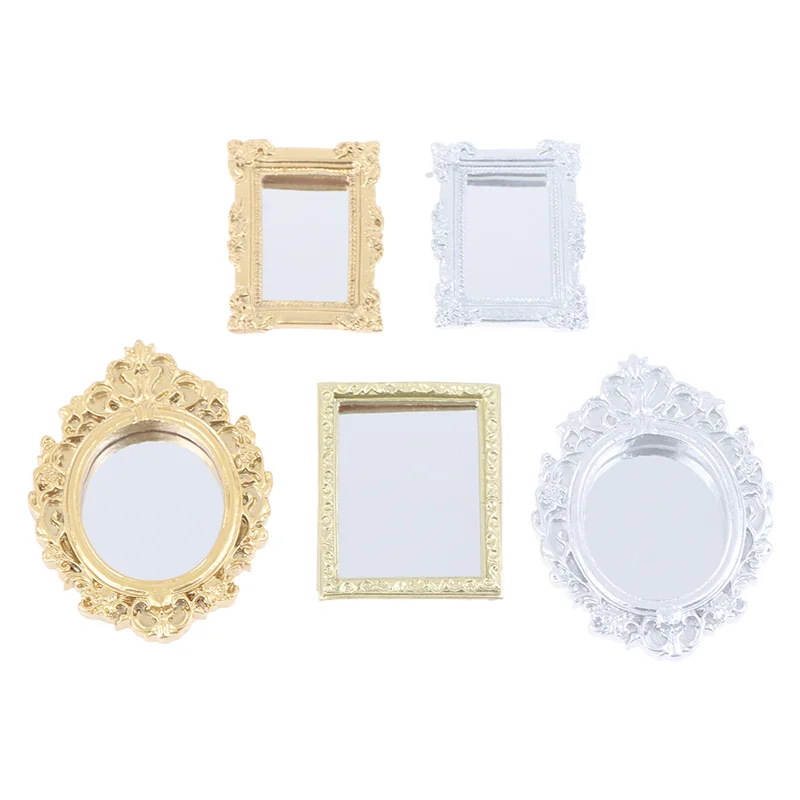 1/12 Dollhouse Miniature Frame Accessories Furniture Miniature Mirror Wall Room Mirror Doll House Mirror 4
