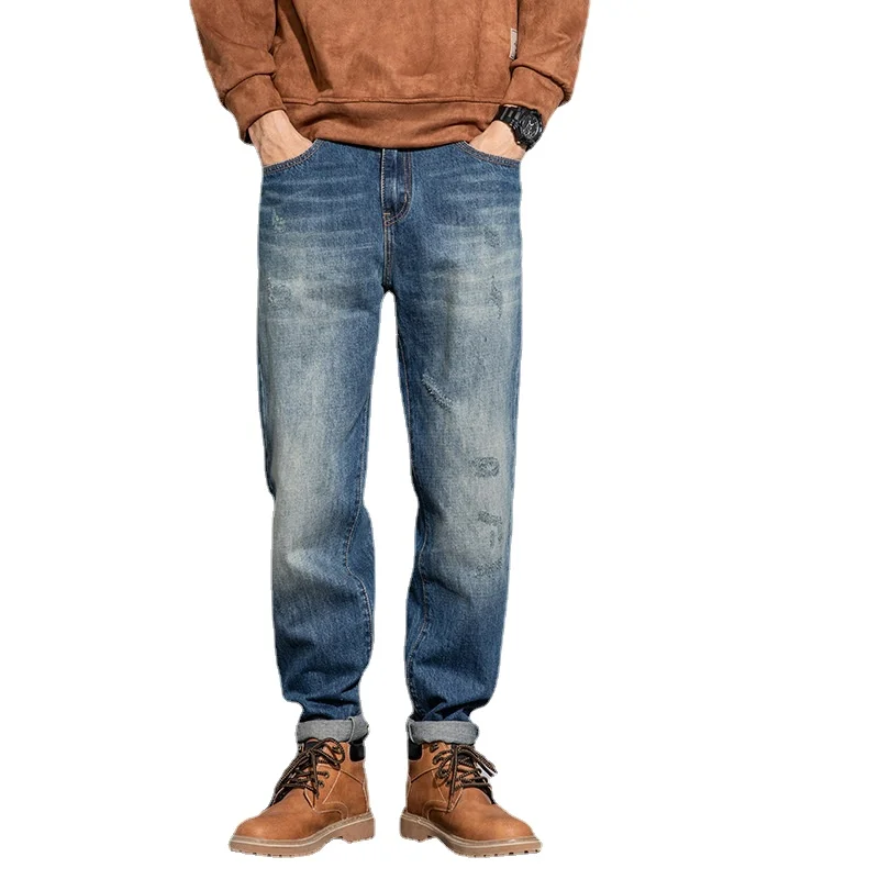 

Spring and Autumn American Large Size Jeans High Quality Straight Wash Denim Pants
