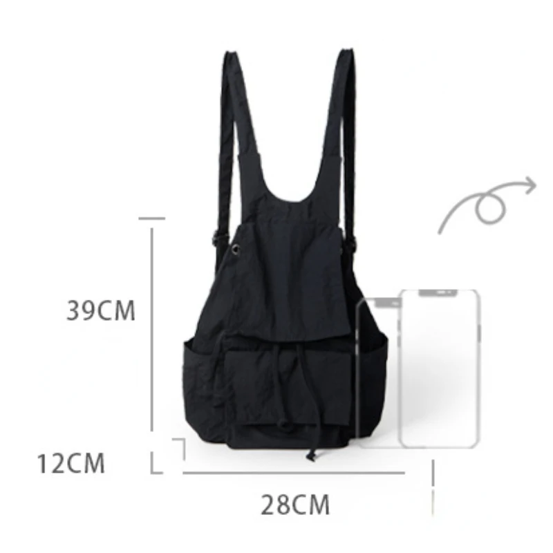 Chikage Small Nylon Fabric Fold Backpack Multi-pocket Large Capacity Lazy Backpack Simple Leisure Unisex Student Schoolbag