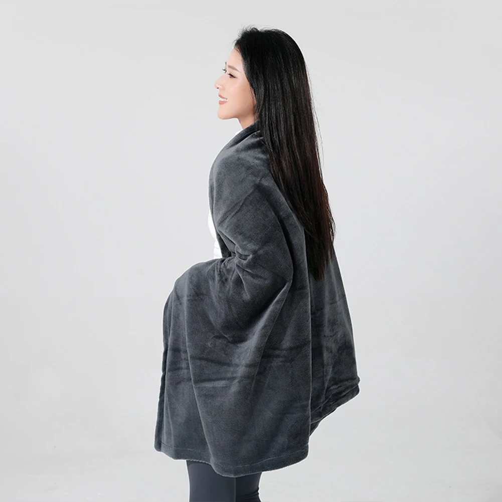 USB Flannel Heated Blanket 3 Temperature Adjustment Electric Heating Blanket Wireless Heated Blanket for Outdoor Camping