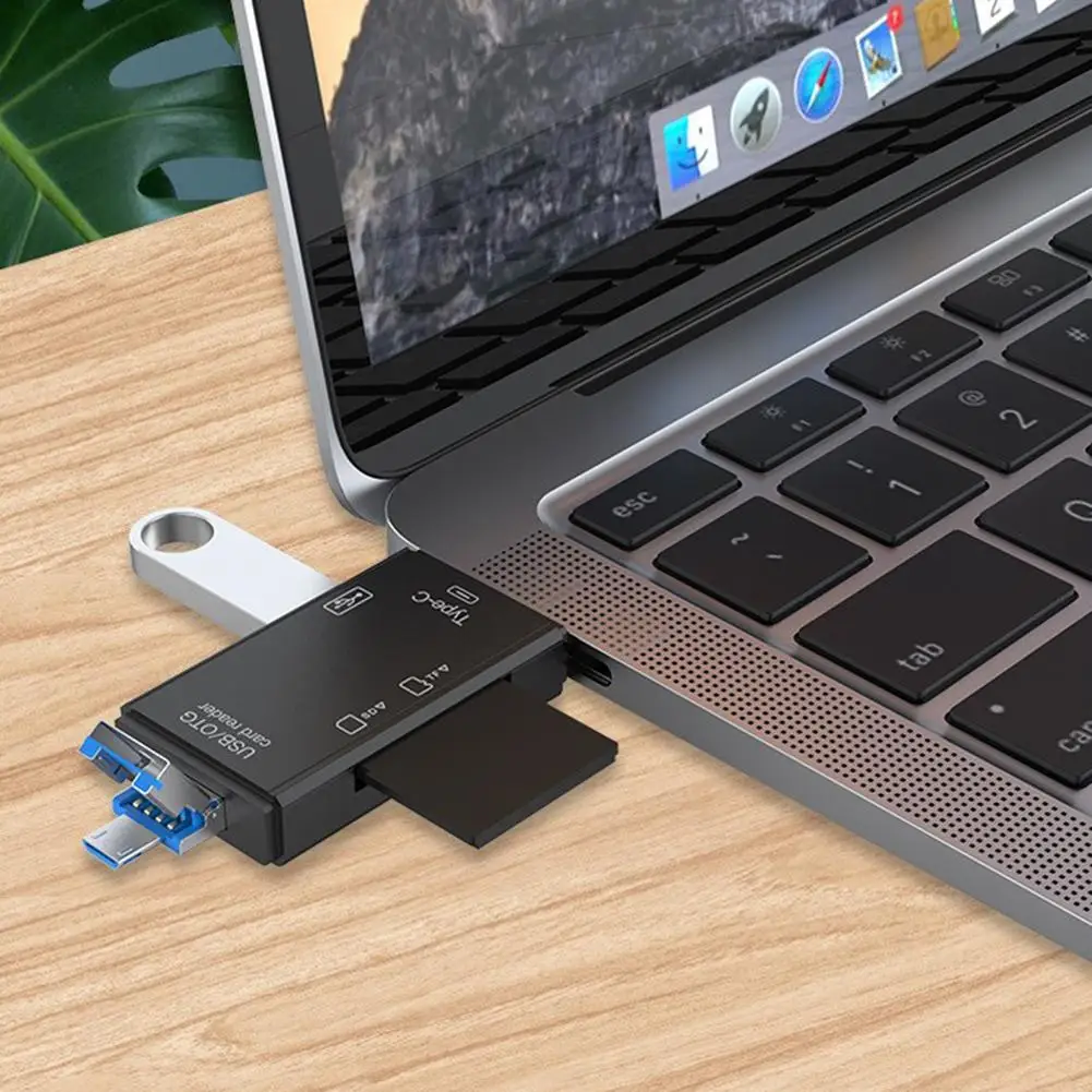 노트북 PC용 OTG 카드 리더 어댑터, USB, 마이크로 USB, C타입-SD TF 카드 어댑터, 480Mbps, USB 3.0, USB C 카드 리더, 6 in 1