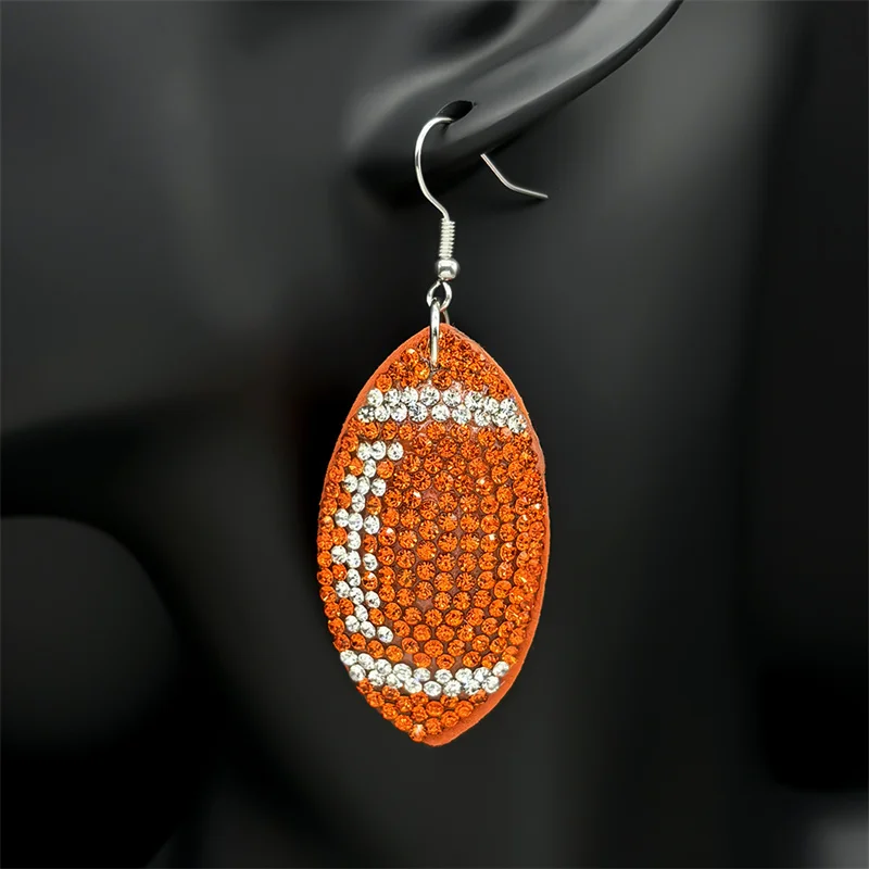 Rugby American Football Balls Baumeln Ohrringe für Frauen Männer Kristall Schwarz Farbe Sport Stil Ohrringe Schmuck joyeriaZZ1063 – Detail 8