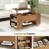 Fluted Lift Top Coffee Table-Wooden Square Coffee Table with Hidden Compartment and Adjustable Storage Shelf,Mid Century Table 4
