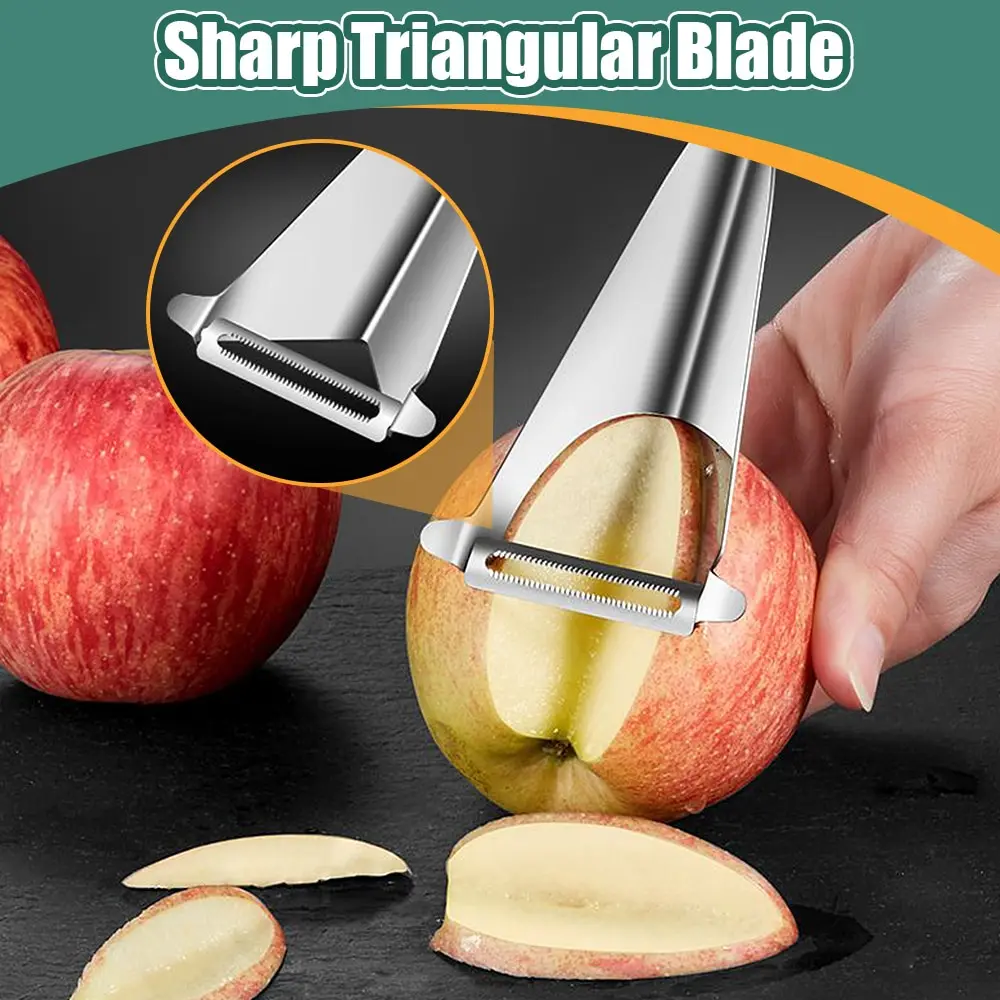 Stainless Steel Fruit Knife fruit slicer vegetable slicer fruit knife vegetable cutter potato slicer apple slicer apple cutter food slicer kitchen knife Triangle Vegetable Fruit Slicer Push Planer Knife Carrots Peeler Non-slip Carving Blade Tool