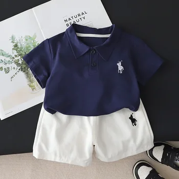 New Summer Fashion Baby Boys Clothes Suit Children Classic Polo T-Shirt Shorts 2Pcs/Set Toddler Clothing Costume Kids Tracksuits