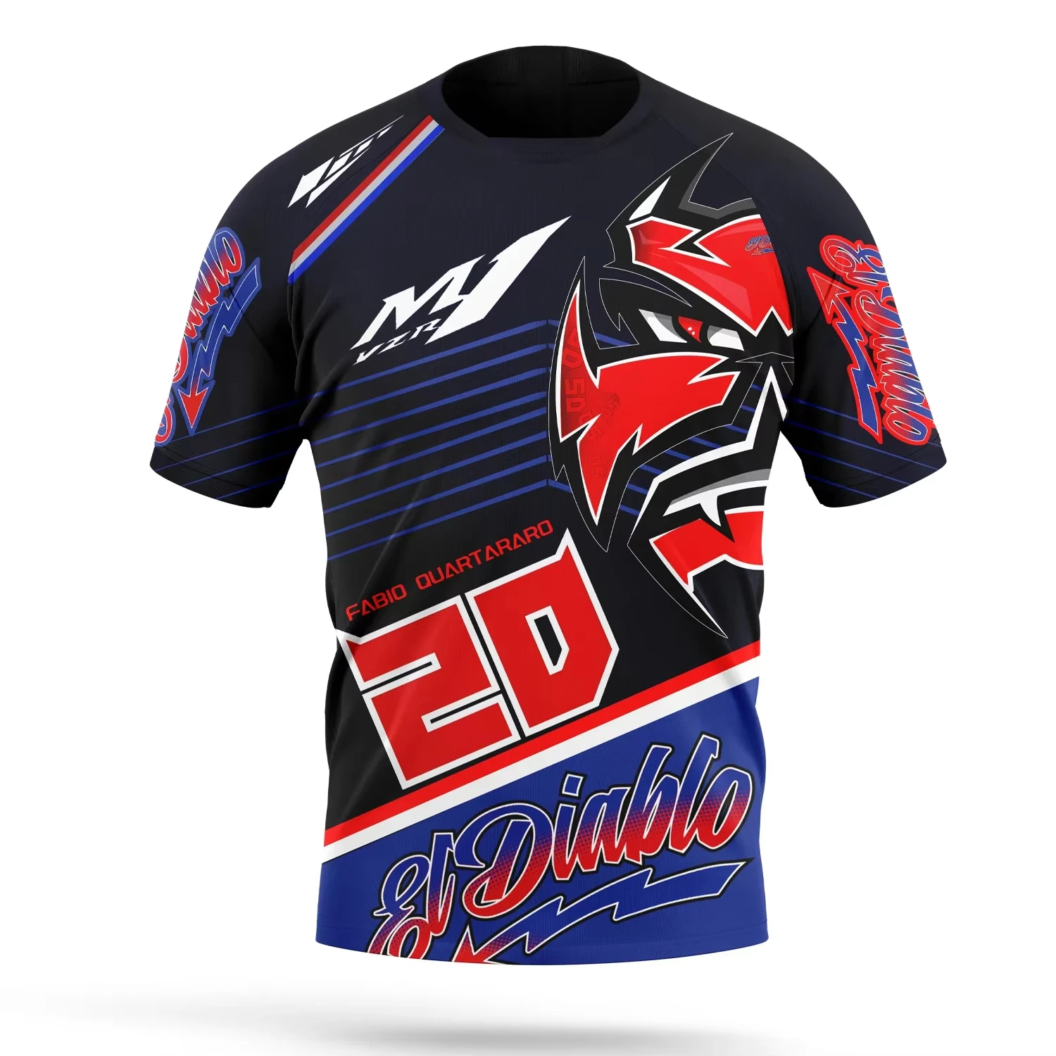 Fabio Quartararo 20 팬 티셔츠 El Diablo Moto Rider 그래픽 티 3D 프린트 유니섹스 캐주얼 여름 반팔