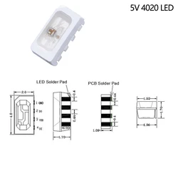 Enhanced Addressable RGB LED Light Strip with Digital Pixel SMD Technology (100PCS 4020 WS2812B)