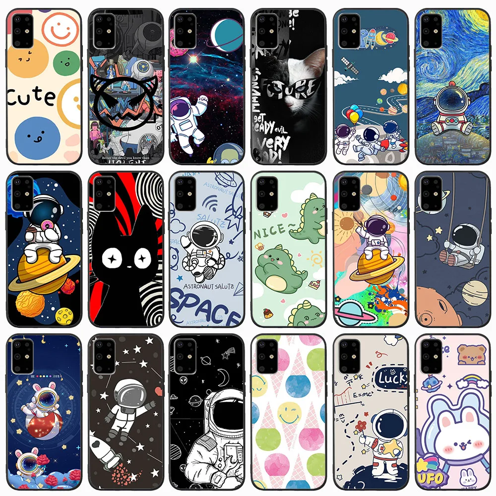 Lk-69 Custodia In Silicone Space Smile Per Samsung Note 8 9 10 20 Ultra A6 A8 A33 A53 A8 A9 J8 Lite Plus