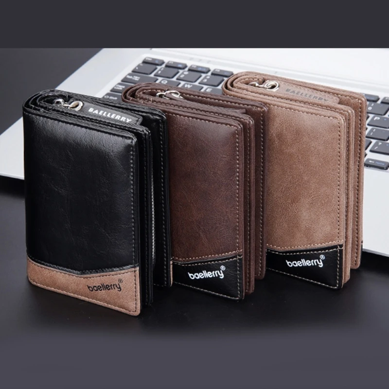 New Business Men Wallets Zipper Card Holder High Quality Male Purse New PU  Leather Vintage Coin Holder Men Wallets.…