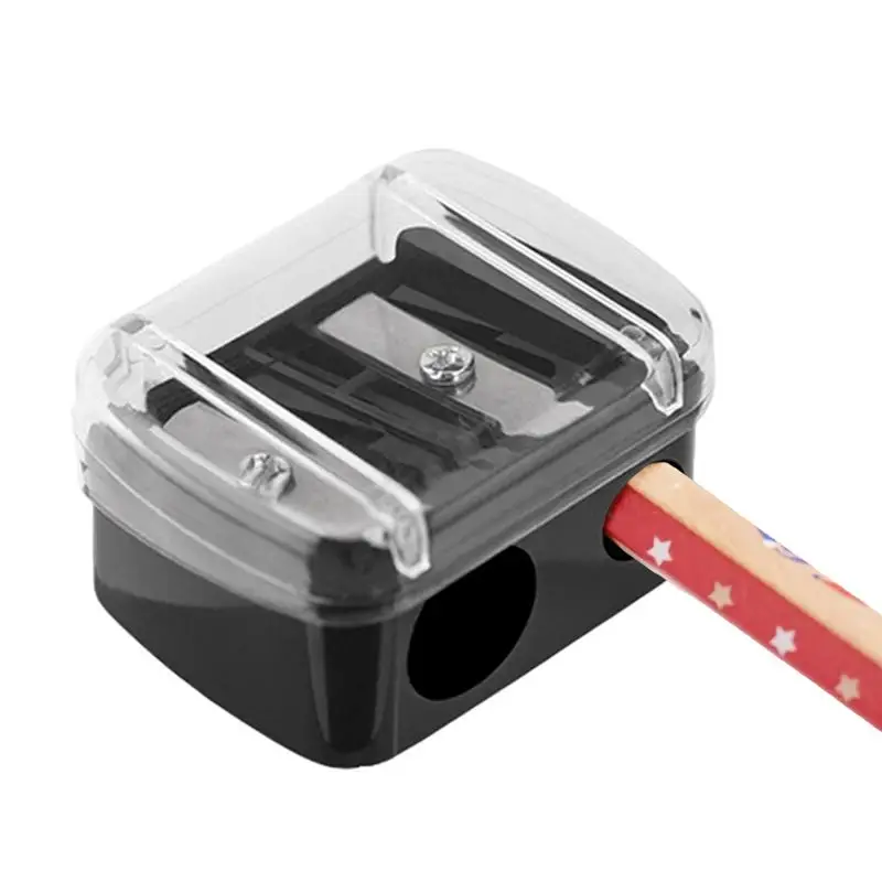 

Ручная точилка для карандашей с двумя отверстиями, ручная безопасная точилка для карандашей, многофункциональные портативные канцелярские принадлежности с крышкой для студентов
