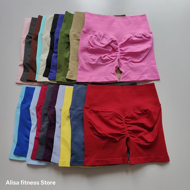 Summer High Waisted Yoga Shorts Tummy Control Seamless Fitness Shorts Sexy Running Fitness Short Pants Solid Color Yoga Leggings