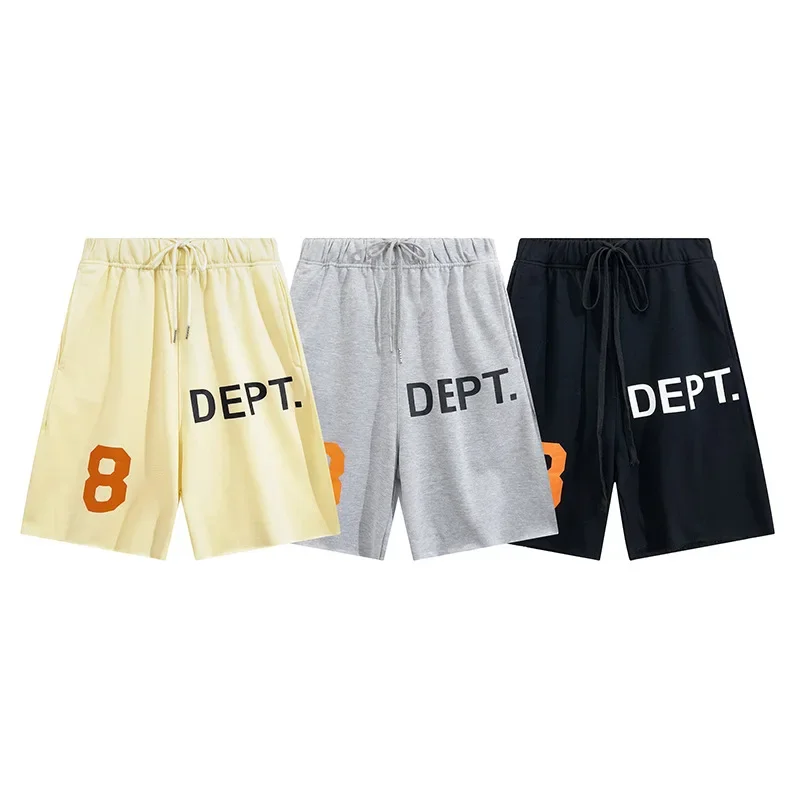 

GALLERY DEPT TIDE Harajuku 2023 Summer Letter Printed Logo Streetwear Hip Hop Drawstring sweat Beachwear Men Casual Terry Shorts