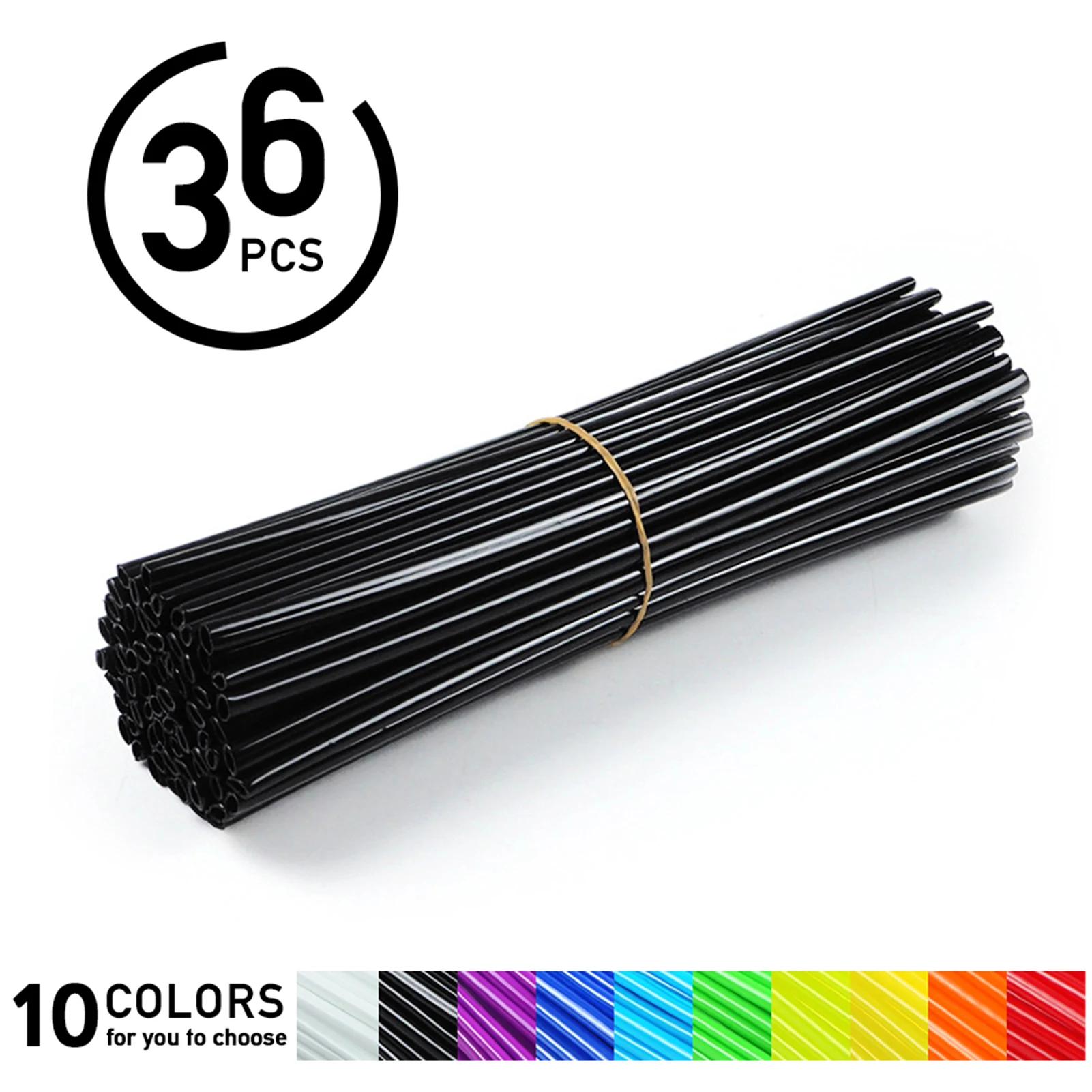 

36pcs Wheel Spoke Protector Motocross Rims Skins Off Road Motorcycle Guard Wraps Kit Black