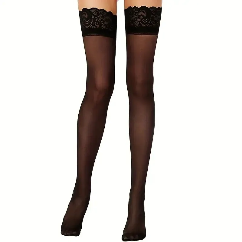 Lace thigh high stockings lace stockings lace pantyhose thigh high stockings Women's Lace Top Thigh High Sheer Stockings Antiskid Silicone Ultra Shimmery Pantyhose