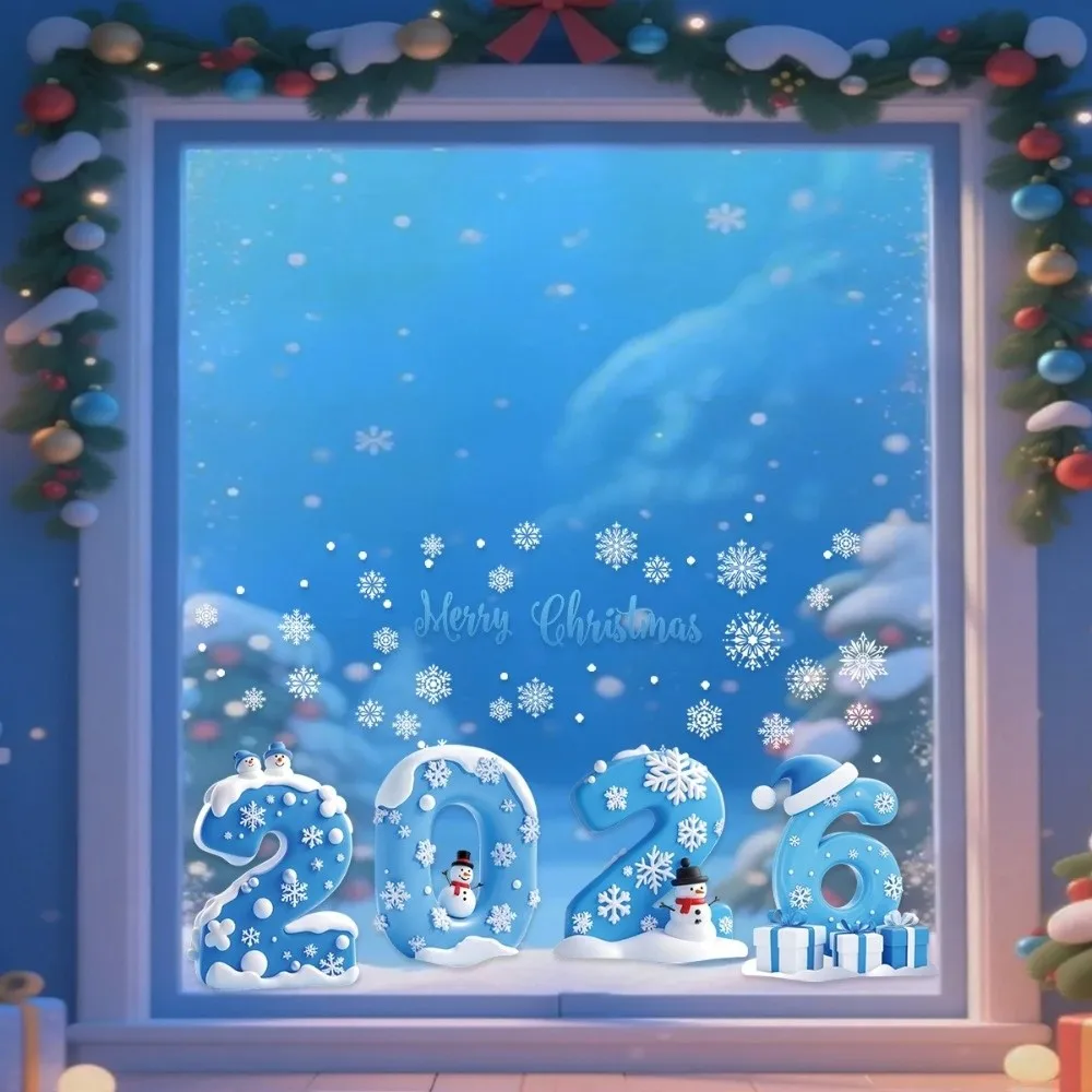 PVC Christmas Window Stickers Static Cling Merry Xmas Decals