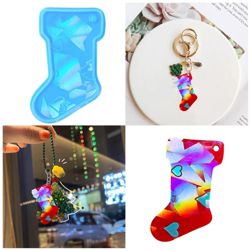 

N58F Christmas Stocking Pendant Silicone Mold Crystal Epoxy Resin Molds