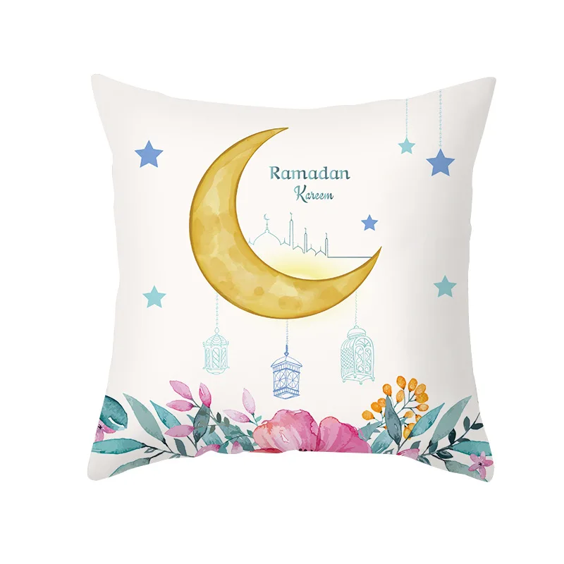 2023 Eid Mubarak Pillowcase Decor for Home Sofa Cushion Cover Islamic Ramadan Kareem Decoration Mosque Muslim Pillow Cover Gifts