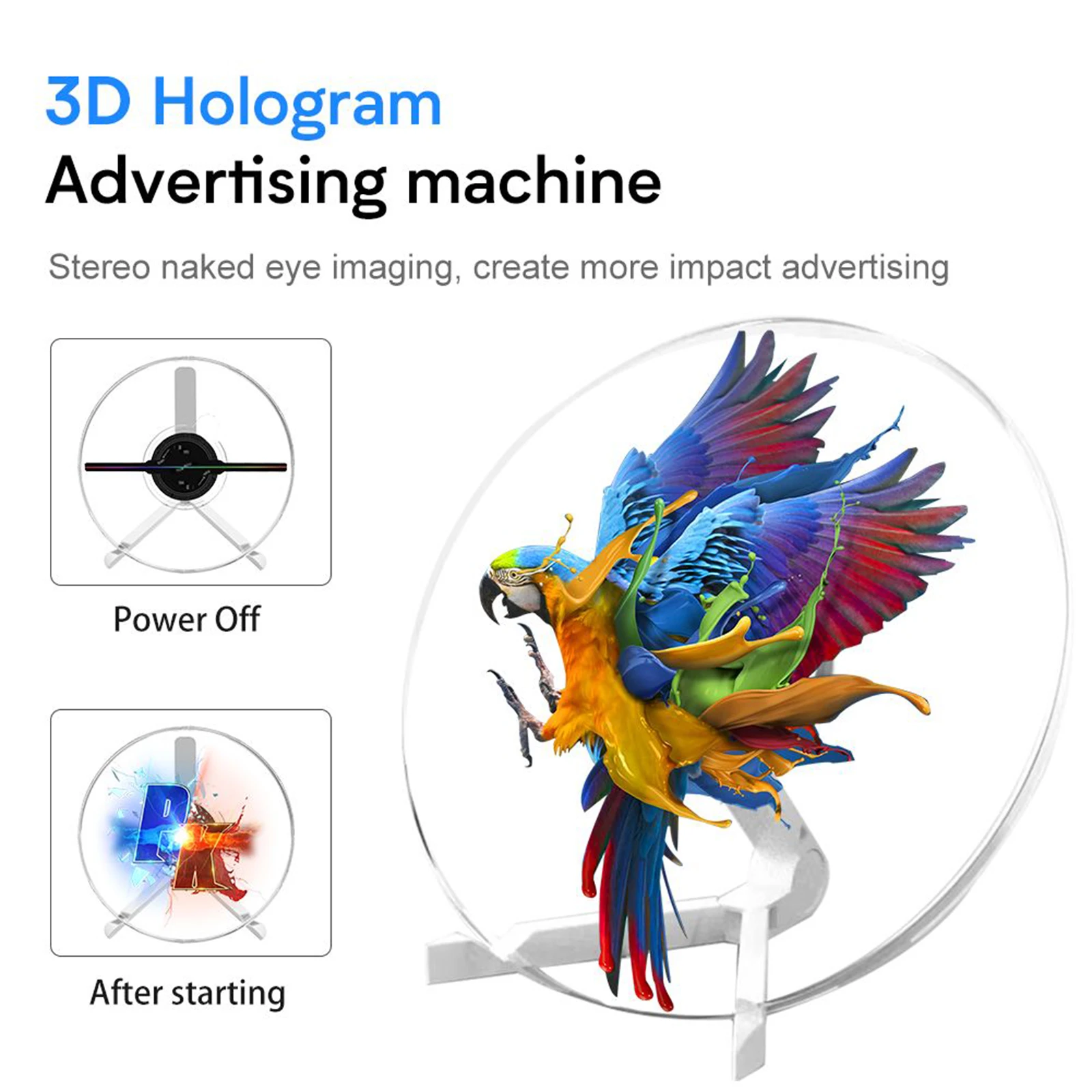 

25cm Desktop 3D Fan Naked Eye Holographic Projection Advertising Machine Wifi LED Logo Advertising Light Player Text Image Audio