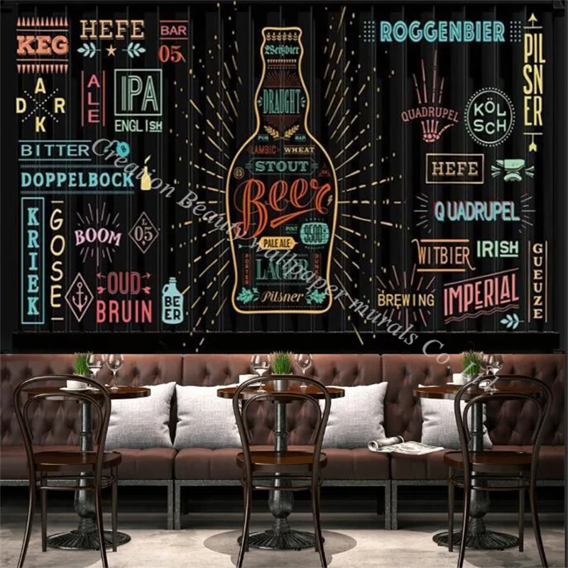 

Beer Bottle Graffiti Element 3d Photo Wallpapers for KTV Bar Club Theme Restaurant Wall Decor Self Adhesive Mural Wall Paper