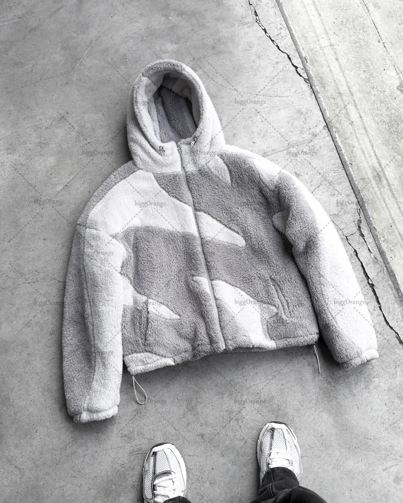 High Street Fashion Brand Streetwear Gothic Punk Irregular Pattern Color Block Jacket Men Personalized Casual Zipper Hooded Coat 3