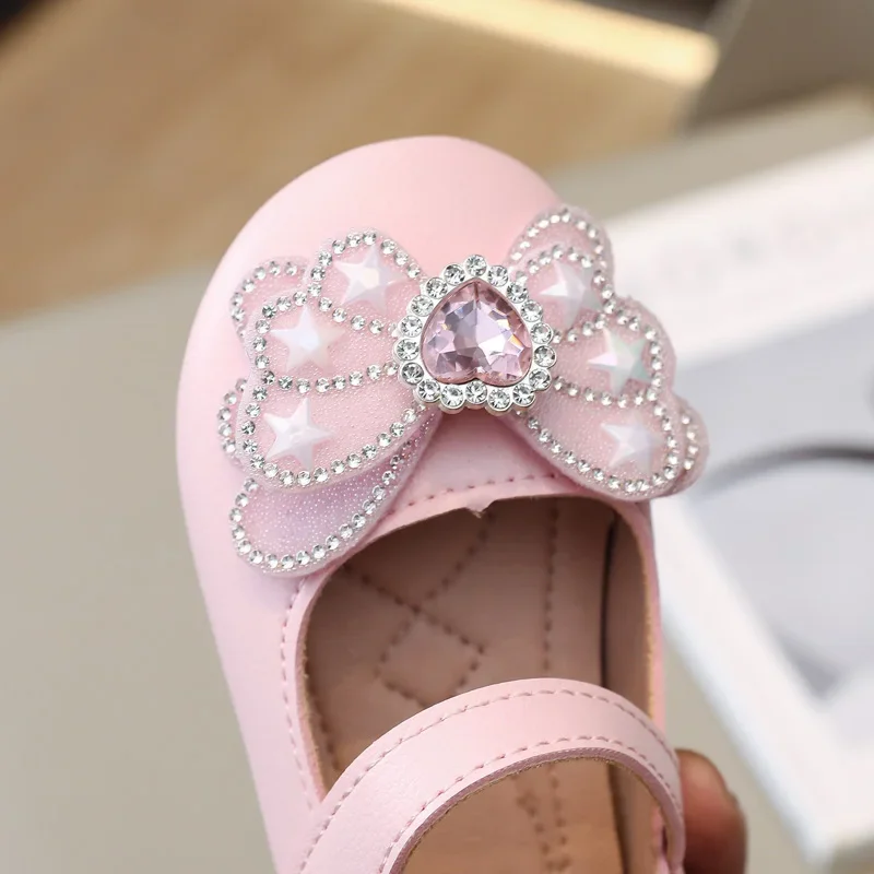 Kleinkinder Mädchen Lederschuhe Prinzessin Süße Kinder Casual Flats für Hochzeit Party Strass Schmetterling Kristall Herz Mode Schuhe – Detail 18