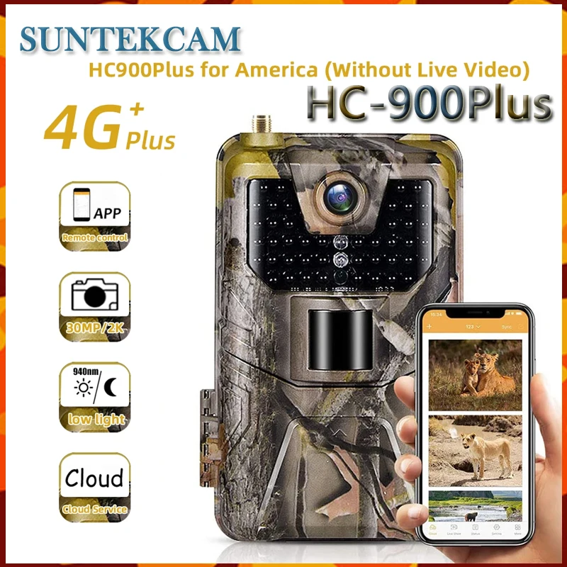 Suntekcam 4G APP Control Trail Camera HC-900Plus 30MP 2K Live Streaming Night Vision Off-road Camera