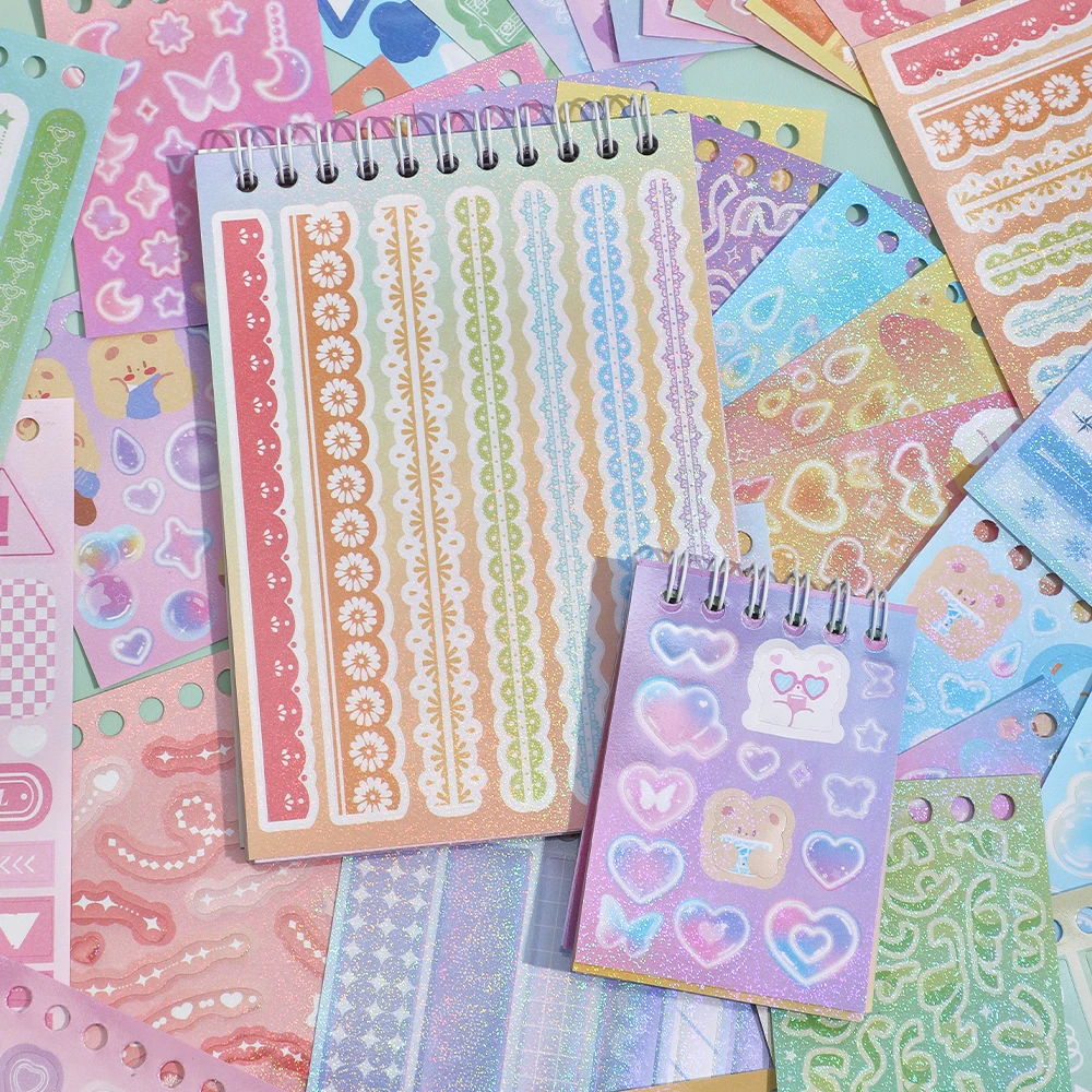 Cute Colorful Fantasy Paper Scrapbooking Stickers Book - 30 Unique Patterns for DIY Decorative Aesthetic Journaling