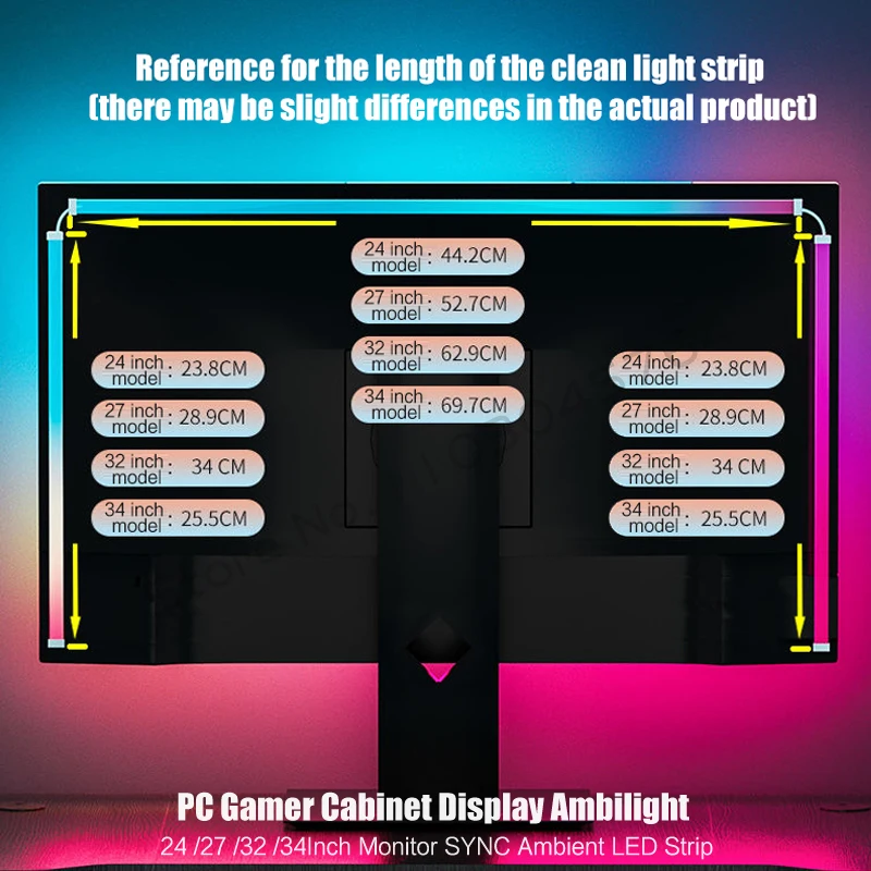 รูปสินค้า ไฟ Ambient Light RGB ของ Skydimo สำหรับจอคอมพิวเตอร์ตั้งโต๊ะ, ไฟ LED สำหรับตกแต่งห้องเล่นเกม 16 ล้านสี สำหรับจอแสดงผลขนาด 24 27 32 34 นิ้ว