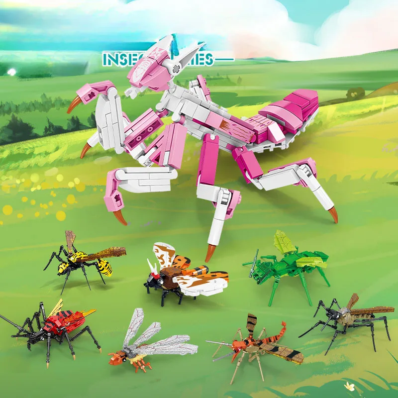 8 Pezzi Blocco Di Insetti Fai Da Te Mini Termite Orchidea Mantis Zanzara Tigre Falena Mattoni Da Costruzione Giocattolo Per Ragazzi