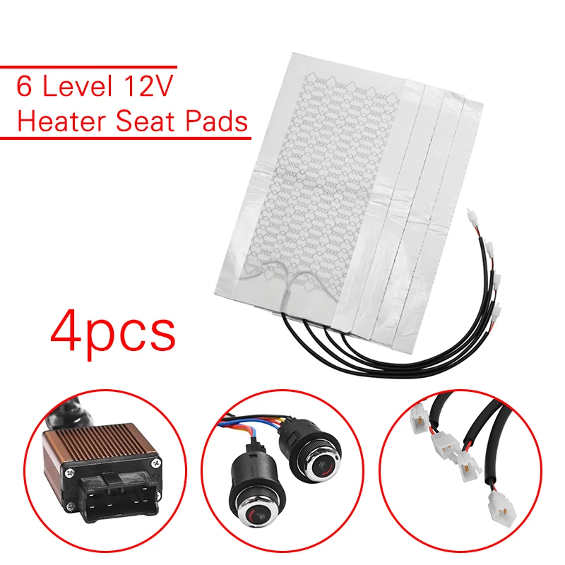 Car Seat Heater 4pcs 6 Level 12V Carbon Fiber Universal Car Heated Heating Seat Pads Winter Warmer Seat Covers Heated Cushion