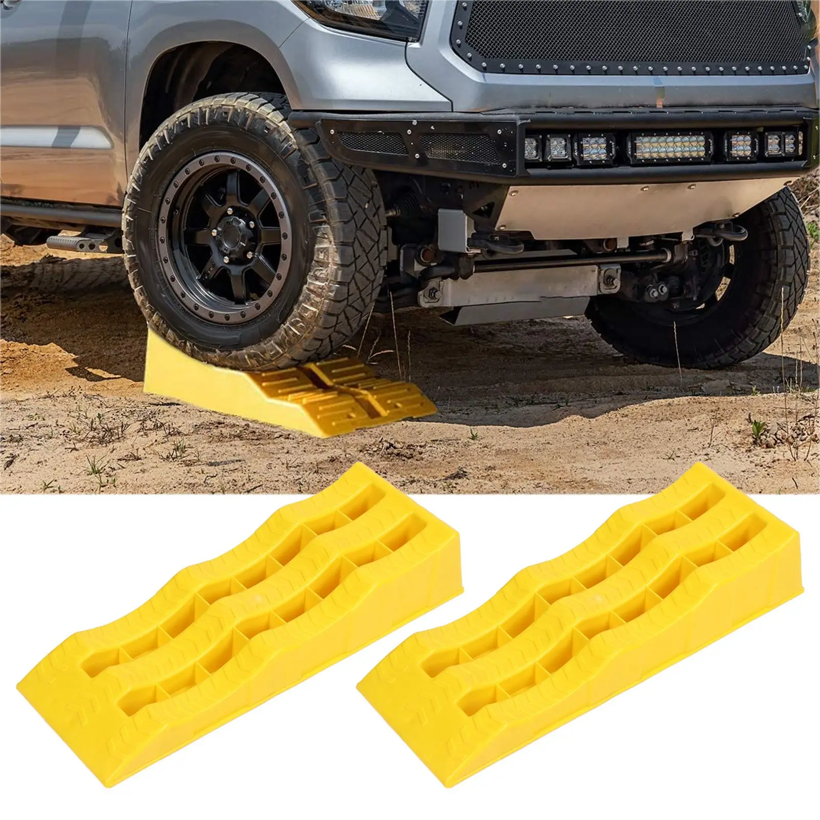 1 Pair RV Leveling Ramps 3 Stage Yellow Trailer Camper Wheel Chocks For Stabilizing Uneven Ground and Parking RV Leveling Blocks