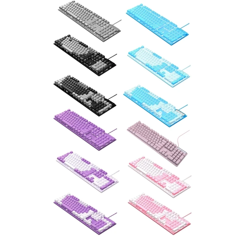 

Игровая механическая клавиатура с 104 клавишами, проводная USB-клавиатура с RGB-подсветкой, ослепительный цвет