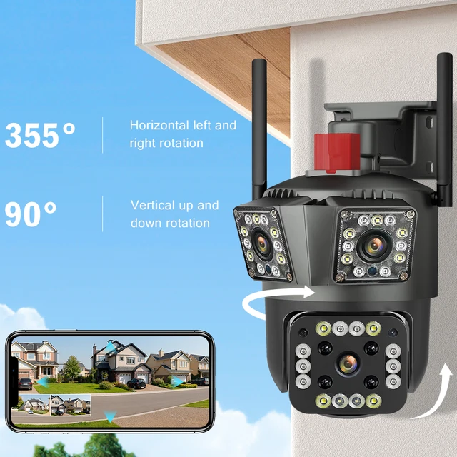 CANSITUM 12MP HD WIFI IP Outdoor Three Lens Three Screen Camera Auto Tracking  Motion Detection PTZ Waterproof Security  System 3