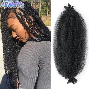 Marley Hair 24Inch Marley Twist Hair Synthetic Pre-Separated Afro Kinky Twist Crochet Hair Extension For Faux Locs Crochet Hair