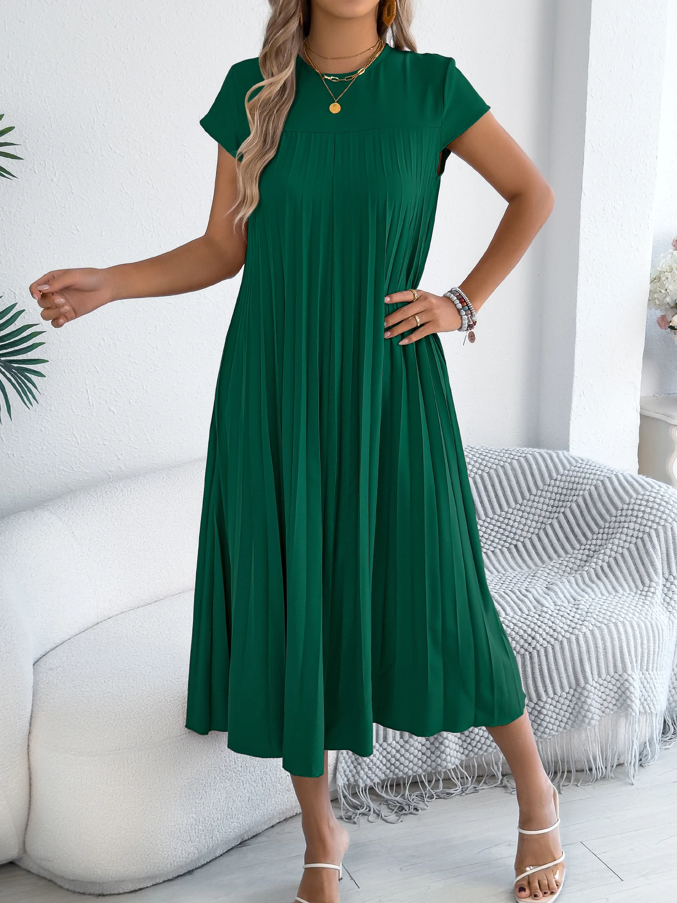 Women Solid Color Maxi Dress Spring Summer