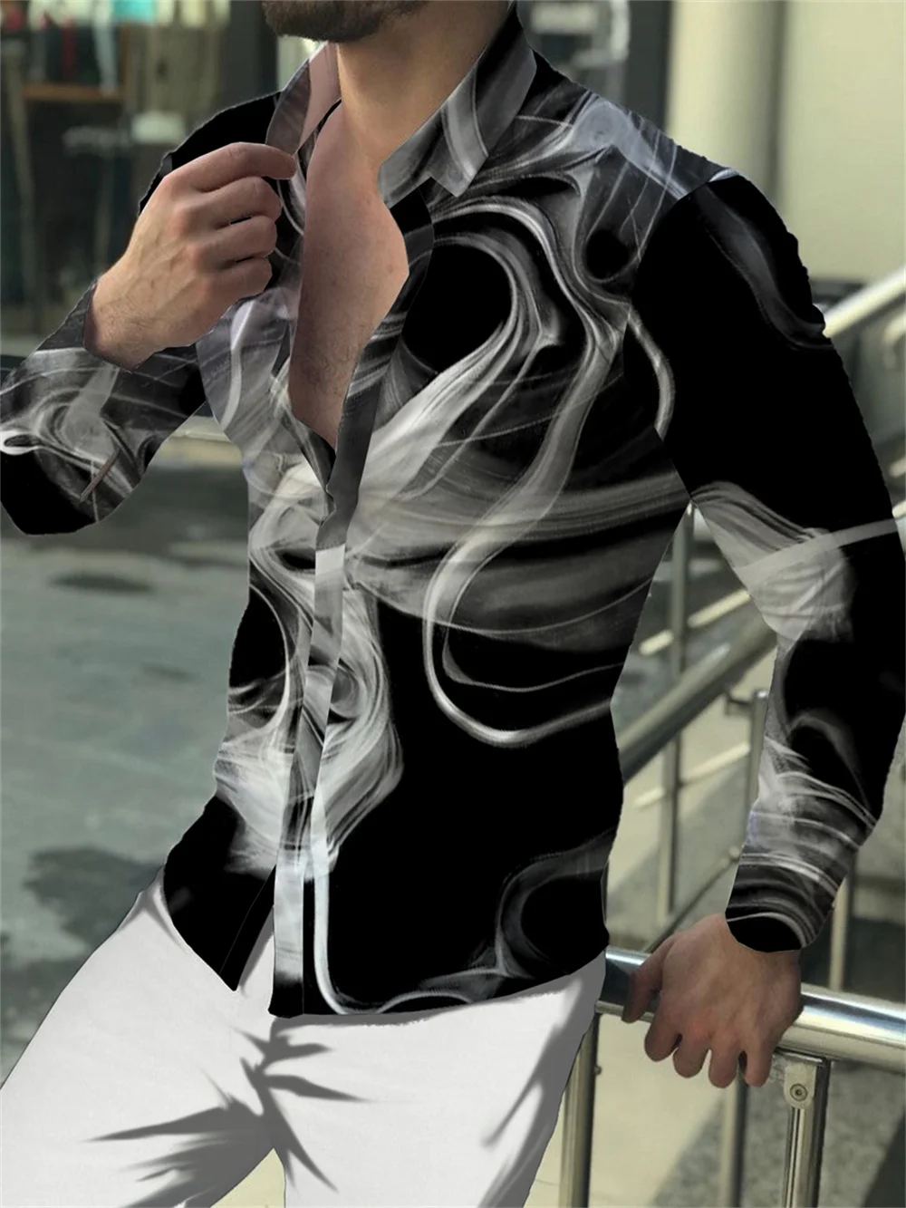 Fashion shirt, men's high-definition printing, soft and comfortable, casual outdoor street curves, stripes, and colorful colors 10 20 rolls 3d pen pla filament 10 meters 20 colors 3d printing pen pla filament 1 75mm high precision diameter filament