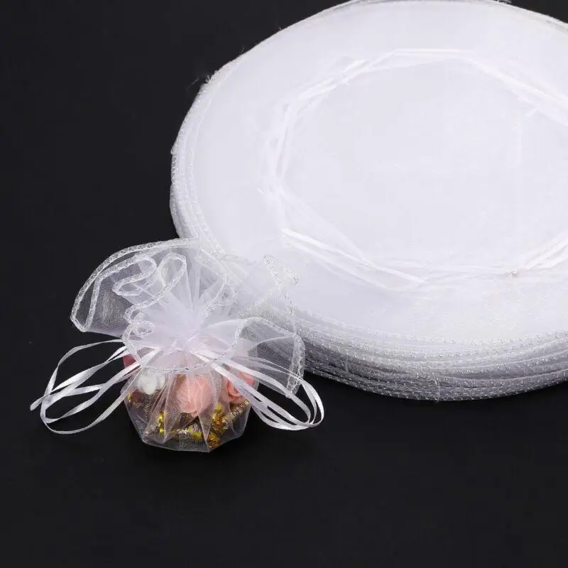 Volanic 100 sacchetti regalo in organza trasparente con coulisse, 4x6