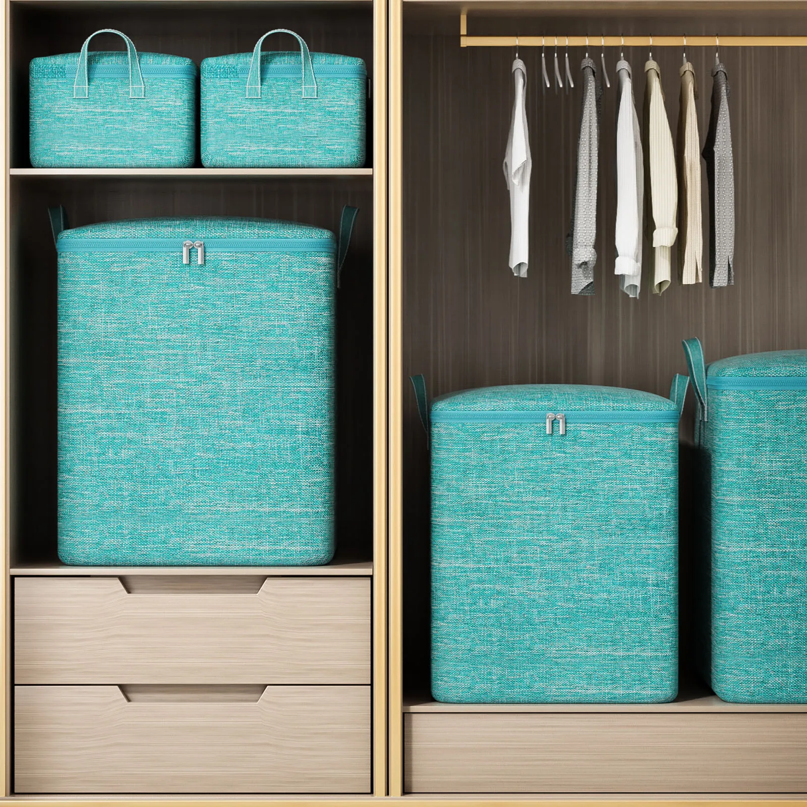 1PC large capacity foldable storage bag Moving bag Household goods Clothing Underwear Socks Toy Storage Organizer Green 6