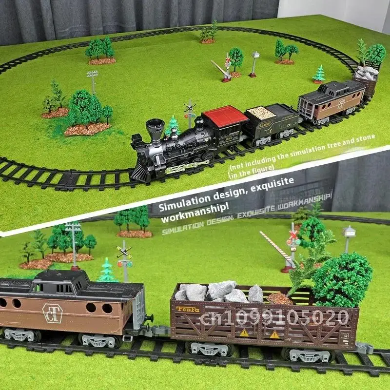 Electric Rail Train for Children Remote Control and Controller 2.4GHz Locomotive Christmas Sound Steam, Smoking Light, Classical