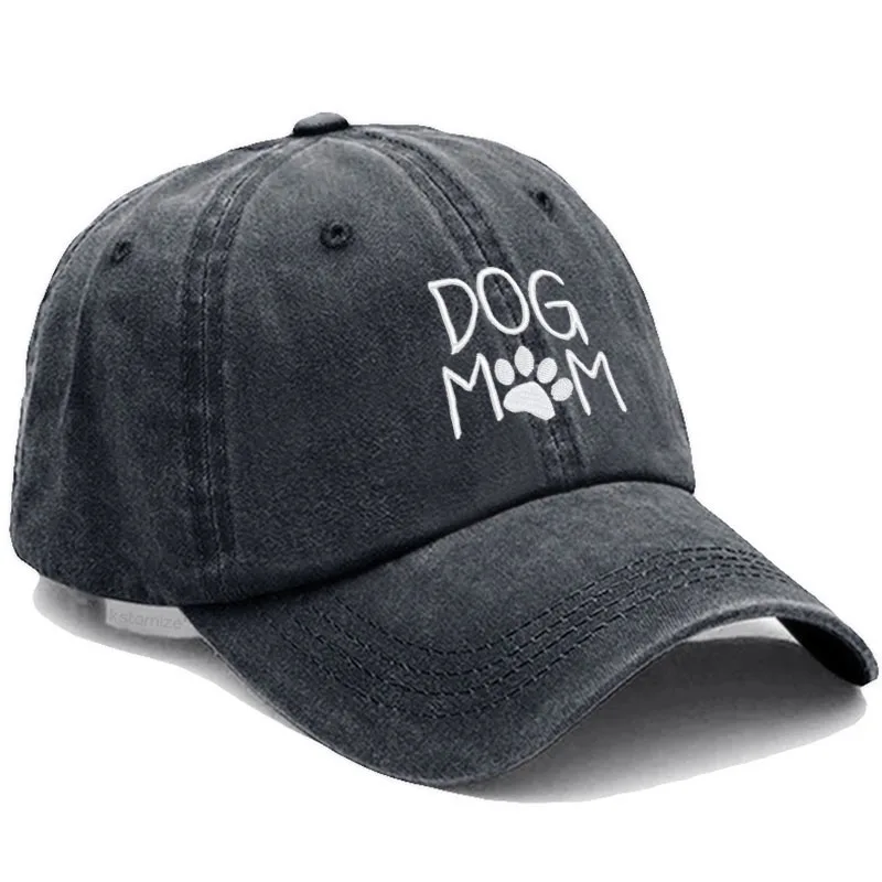 Washed Cotton Baseball Cap for Men & Women Unisex DOG MOM Embroidery  Sun Protection Hat Outdoor Sports Wholesale & Dropshipping 4