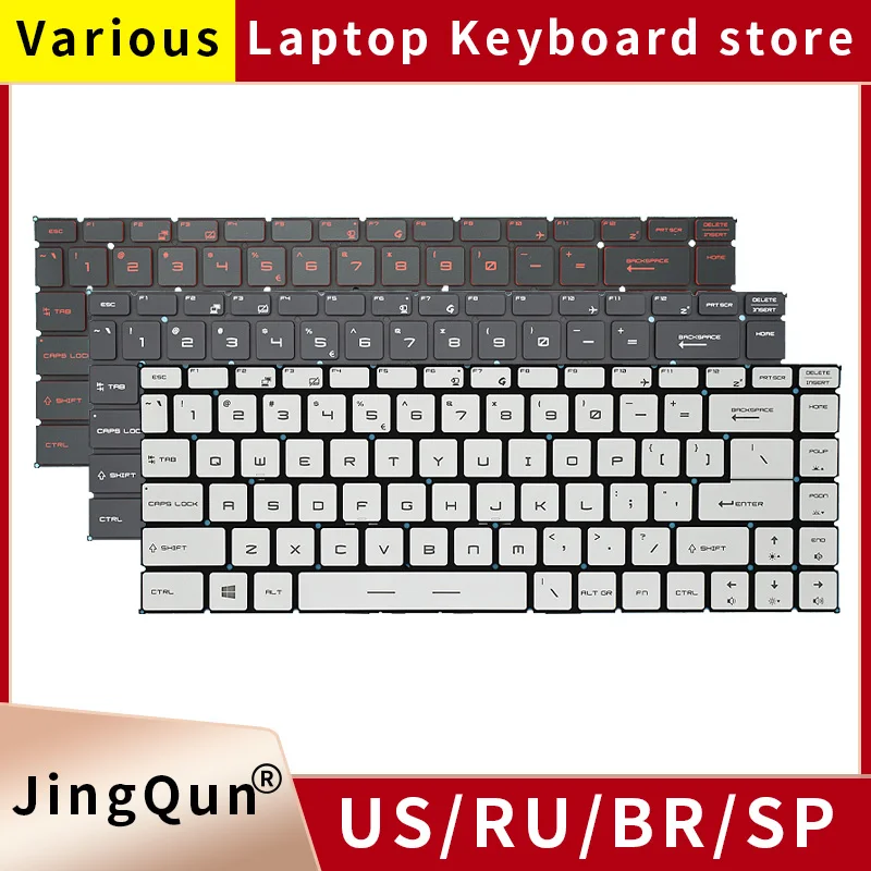Eua Russo do Teclado do Portátil com Luz de Fundo para Msi Gf65 Gf63 Ps63 Ps42 8rd e Ms16r2 Ms-16r3 Ms-16q4 Ms-16w1 Gs65 Discrição 8re f
