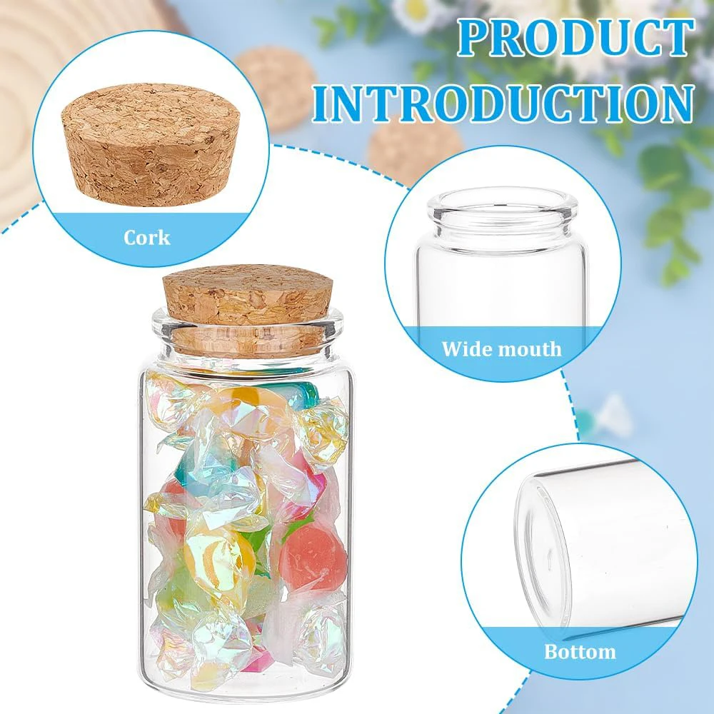 100ml Mini Glass Bottles with Cork Stoppers, Wish Message Bottles for Wedding Party Supplies, DIY Craft, Baby Shower Favors 4