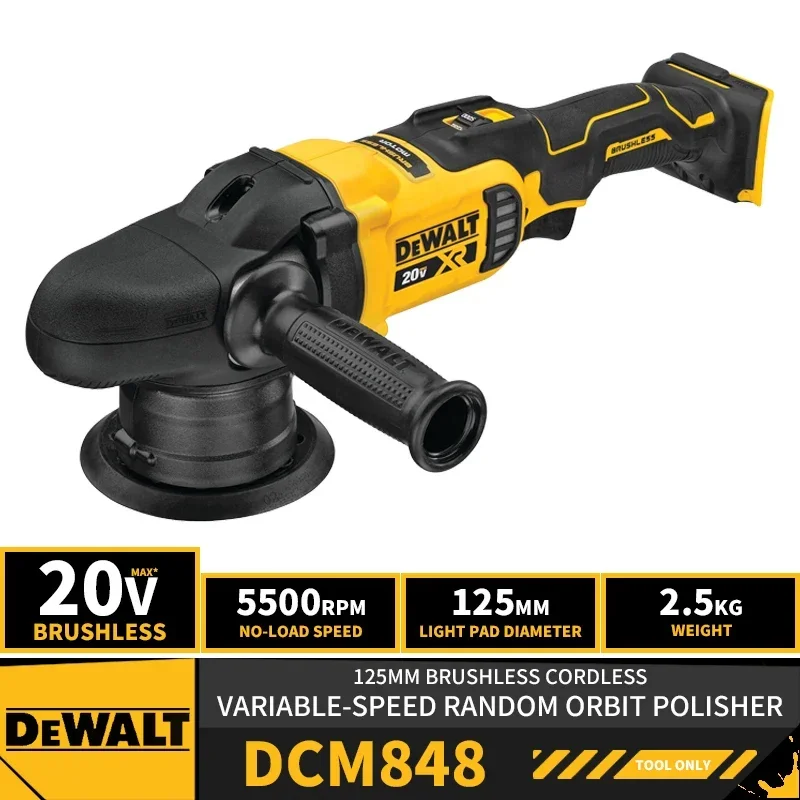 DEWALT DCM848 125MM(5 in.) Brushless Cordless Variable-Speed Random Orbit Polisher 20V Lithium Power Tools 5500RPM