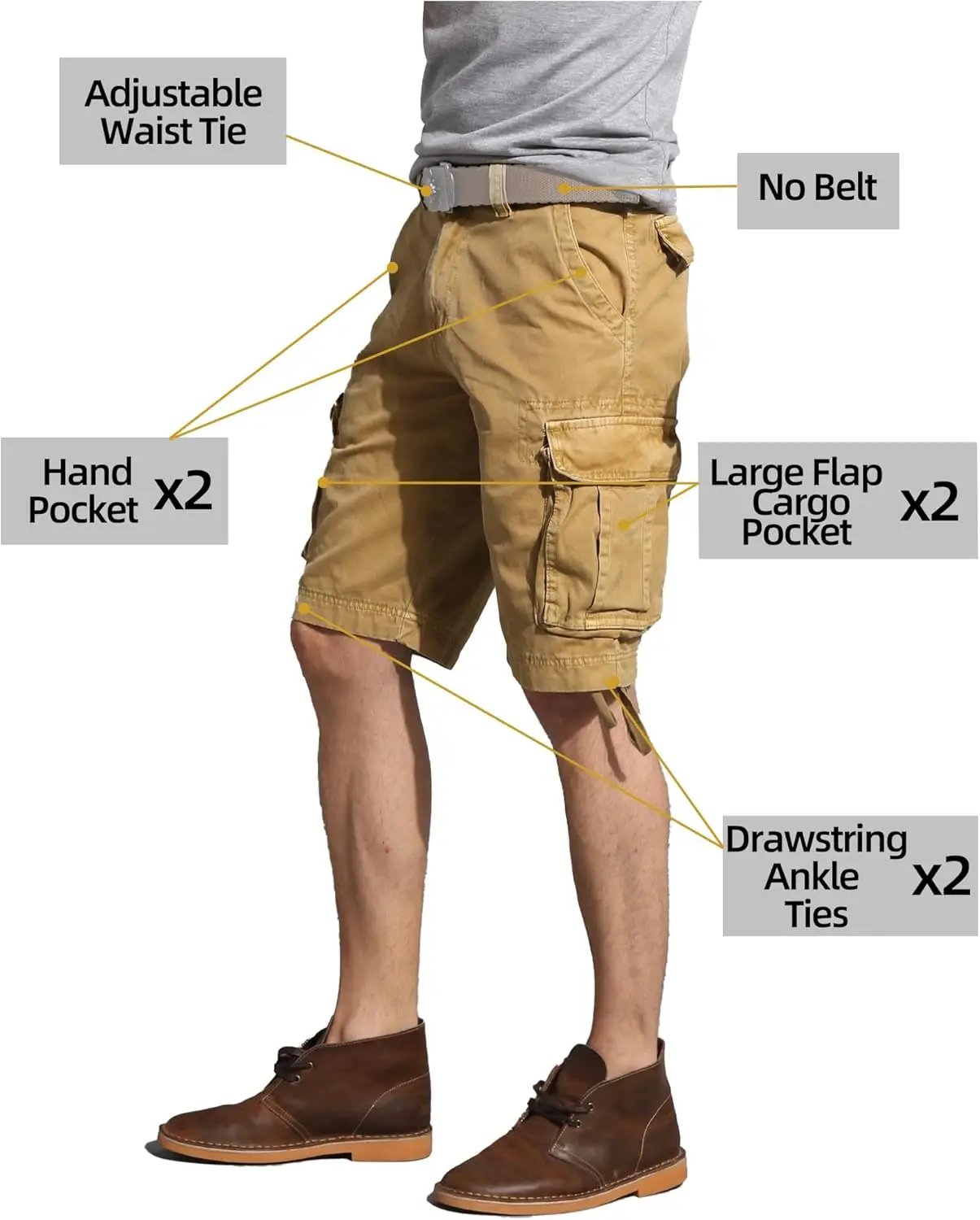 Mens Camo Cargo Shorts Wild Outdoor - Cotton Relaxed Fit Utility Multi-Pocket Shorts 3